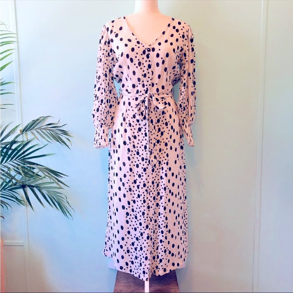 River Island Sheer White and Black Polka Dot Midi Dress